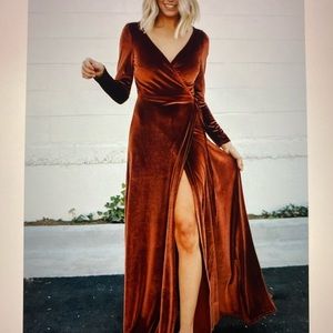 Baltic Born Esmeralda Velvet Wrap Maxi Dress in Bronze in Medium - never worn